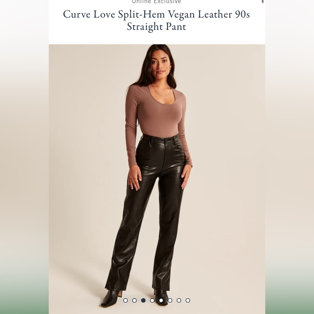 NWT Abercrombie Curve Love Split-Hem Vegan Leather 90s Straight Pant